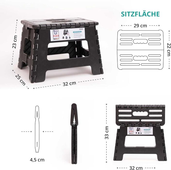 Alason Stołek Taboret krzesełko o wysokości 22 cm max do 150 kg