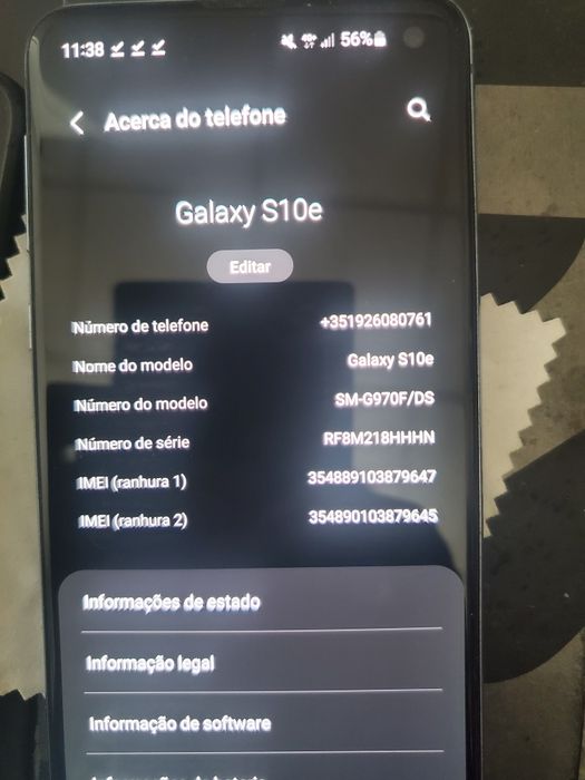 Samsung s10e modelo mais pequeno