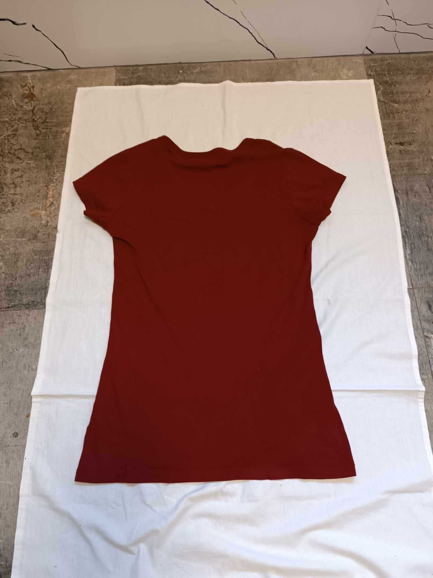 T-shirt bluzeczka bawełniana bordowa logowana - M/L - "G-STAR RAW".