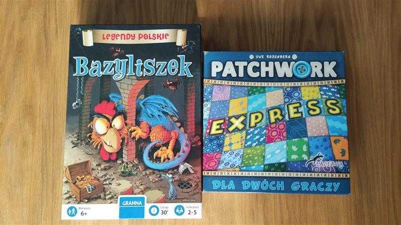 2 gry planszowe Patchwork Express i Bazyliszek