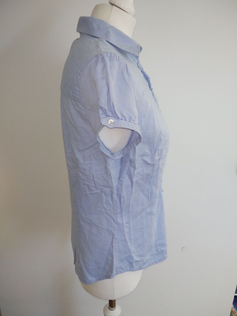 Bawełniana koszula z krótkim rękawem Zara Basic baby blue 38 M