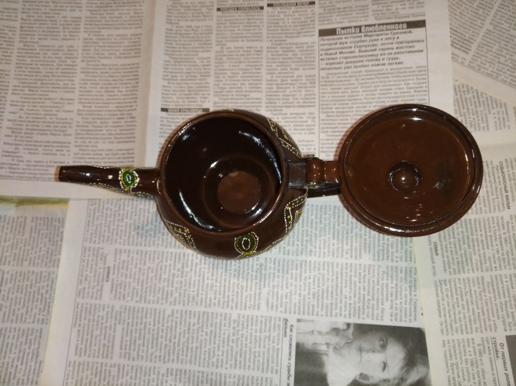 Чайник заварник для чая с этническими узорами коричневый сталь ретро