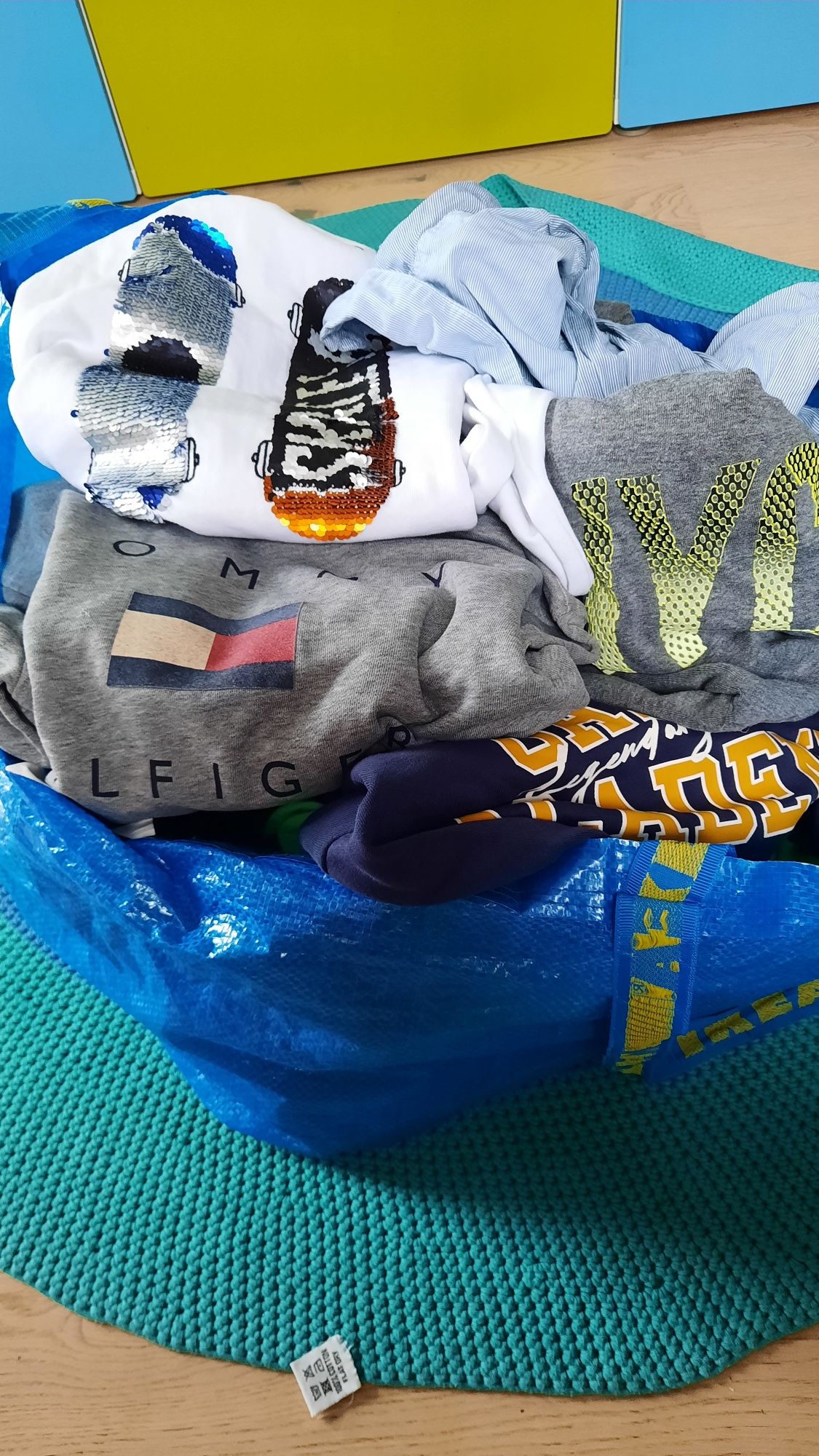 Ikea torba ubrań markowych r.152,pakka , Hilfiger, Pepe Jeans, Adida