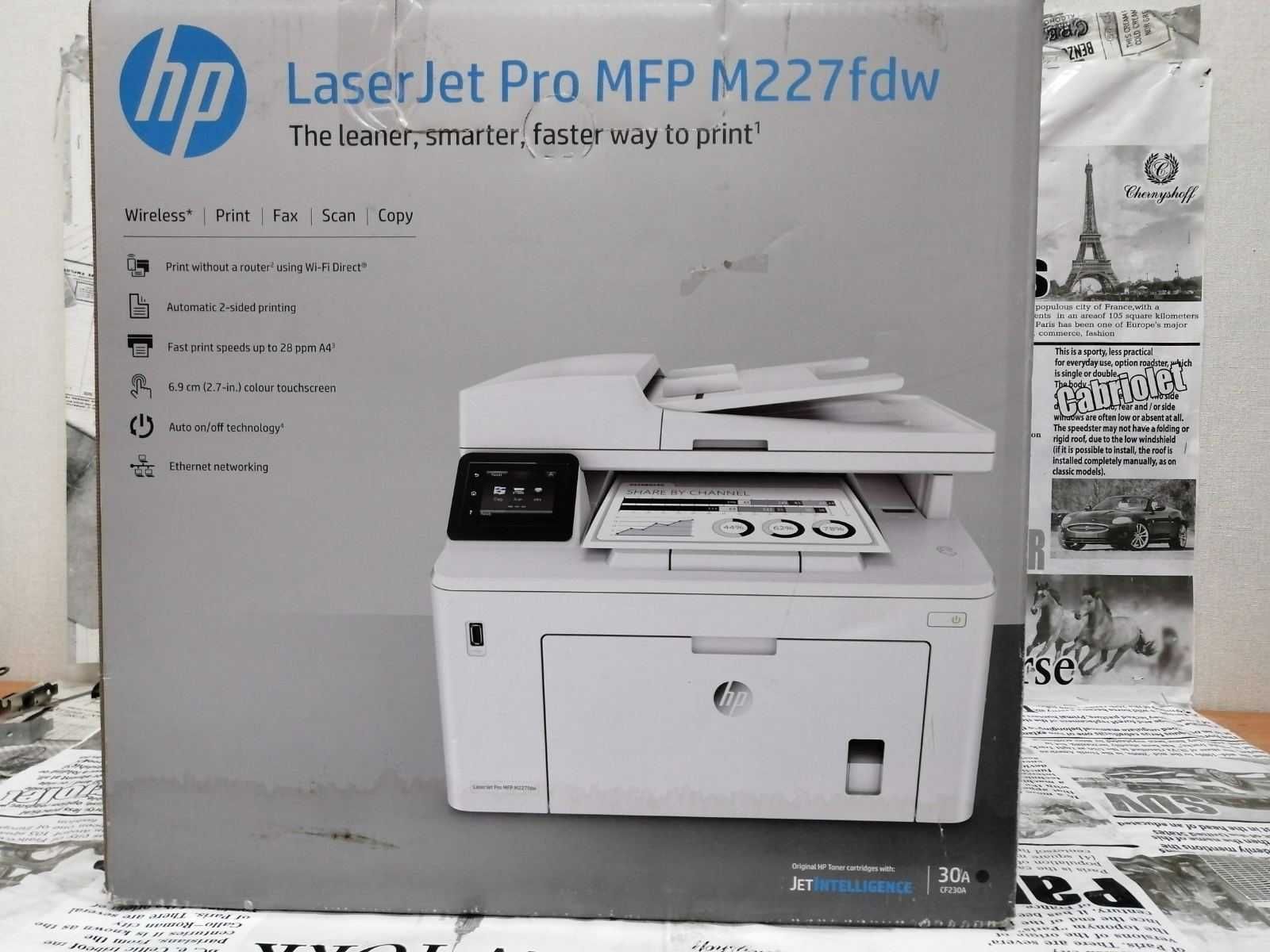 Как новый МФУ HP LaserJet Pro MFP M227FDW. Пробег 550-17000. Лазерный.