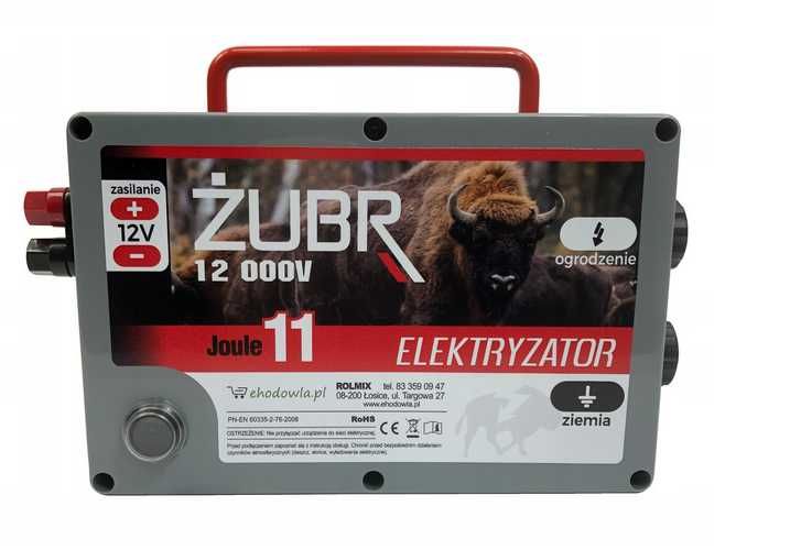 Elektryzator pastuch Żubr 11j 12 000V sieciowo akumulatorowy 12V/230V