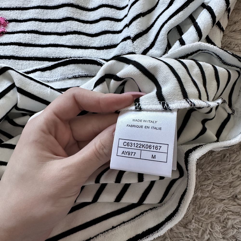 Chanel лонгслів кофта з довгим рукавом плюшева в полоску з логотипом