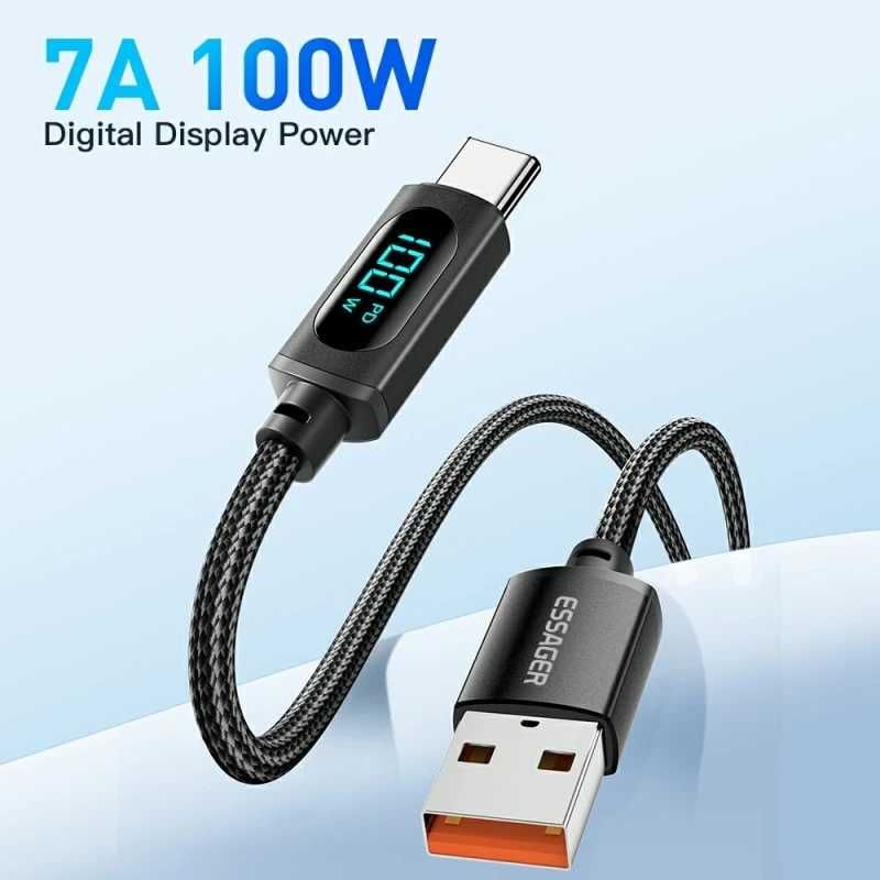 USB Type-C Кабель 2m, 7А с электронным табло. Быстрая зарядка. Новый.