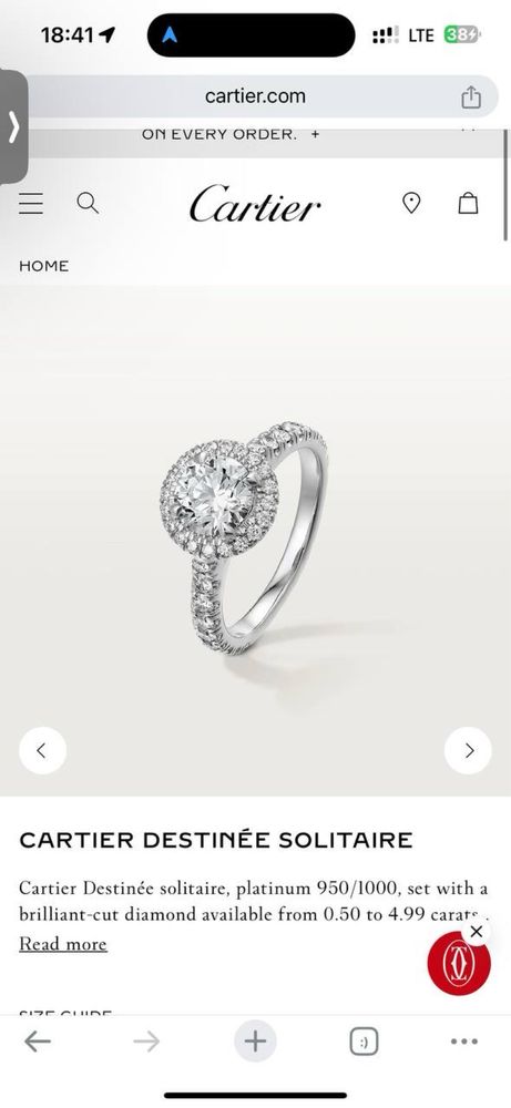 Кольцо в стиле Cartier 750 проба 2.85 ct