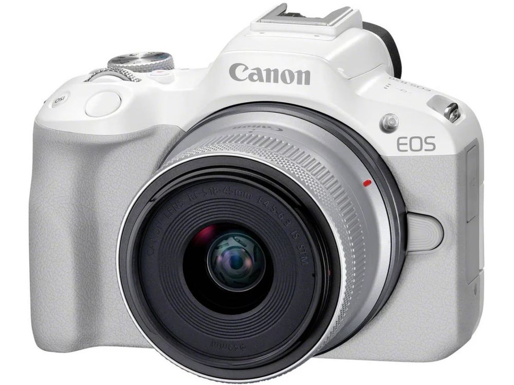 Máquina Fotográfica CANON EOS R50 WHITE + RF-S 18-45MM SILVER