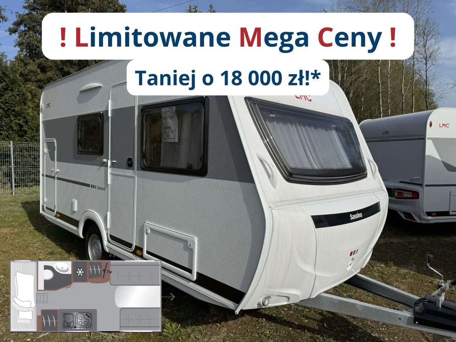 LMC Sassino 390K  - NOWA, 4os, DMC1360kg, FV23%, Hymer Center Pomorze, Łóżko piętrowe
