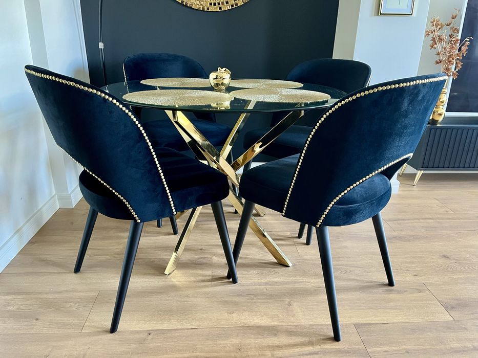 Czarne krzesła do salonu glamour 4 szt.