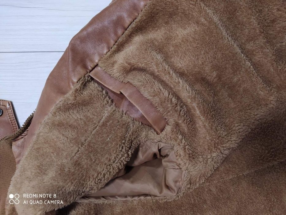 Куртка кожаная мужская зимняя светло - коричневый . Размер М
