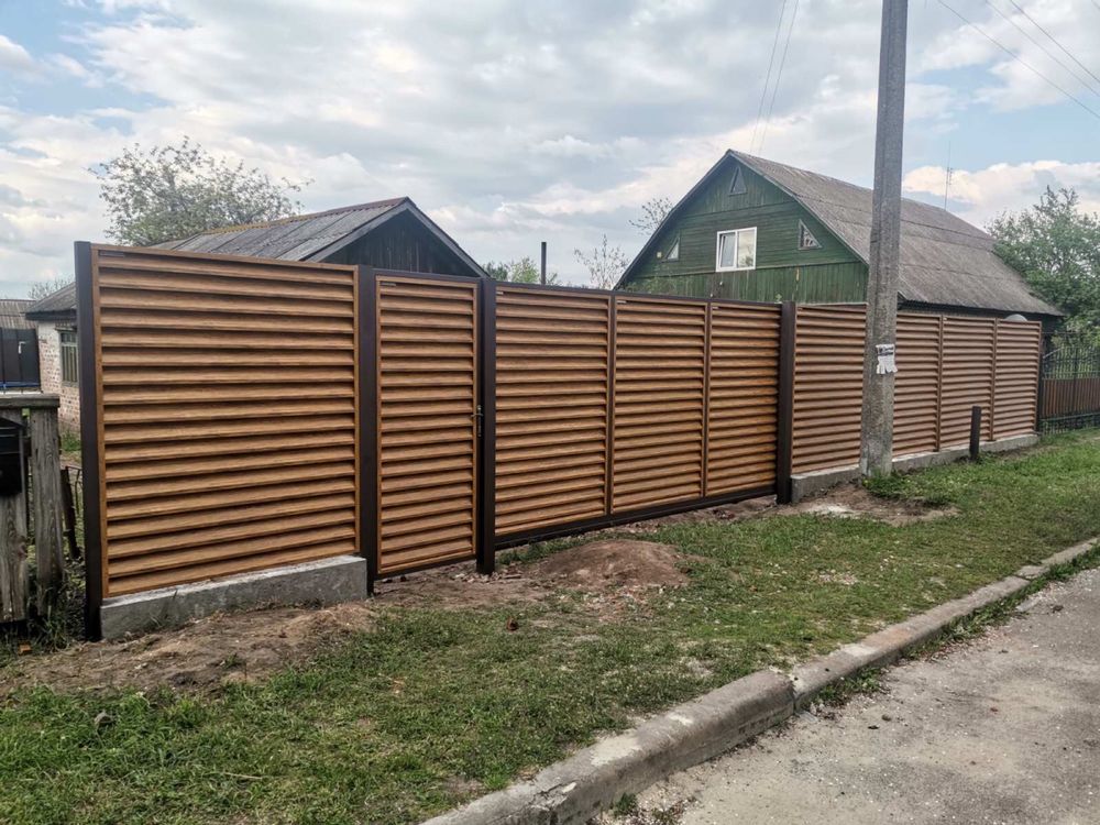 Ворота,калитка,забор с профнастила,навес для авто,откатные ворота
