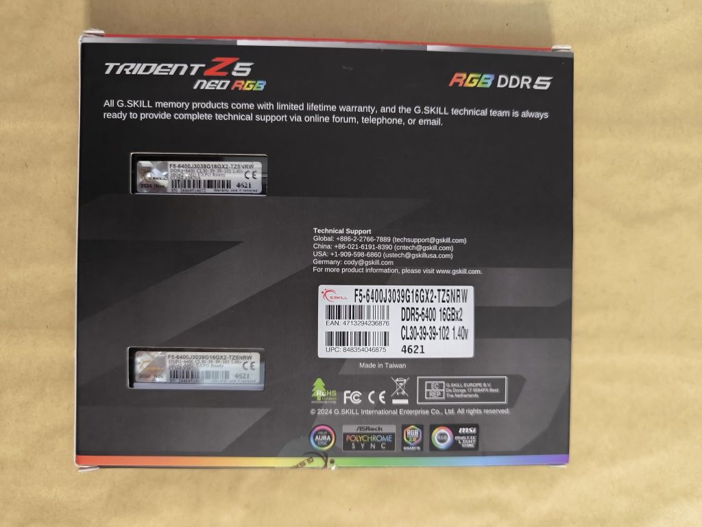 G.Skill 32 GB (2x16GB) DDR5 6400 MHz Trident Z5 Neo RGB CL30