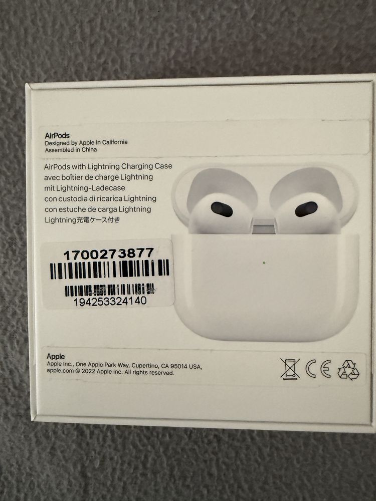 AirPods Apple 3rd  Original Generation with top-up Lightning Case.