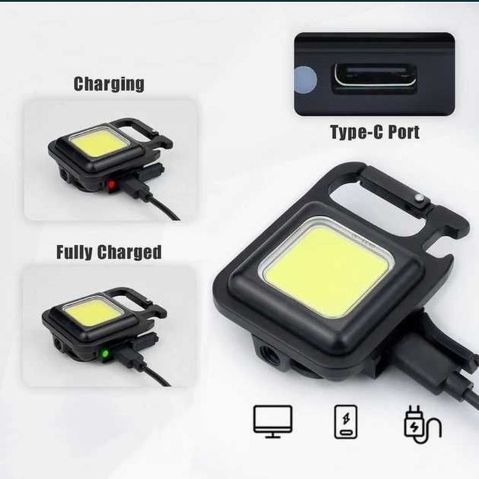 Фонарь светильник брелок акумулятор карабин магнит ліхтар 4 режима