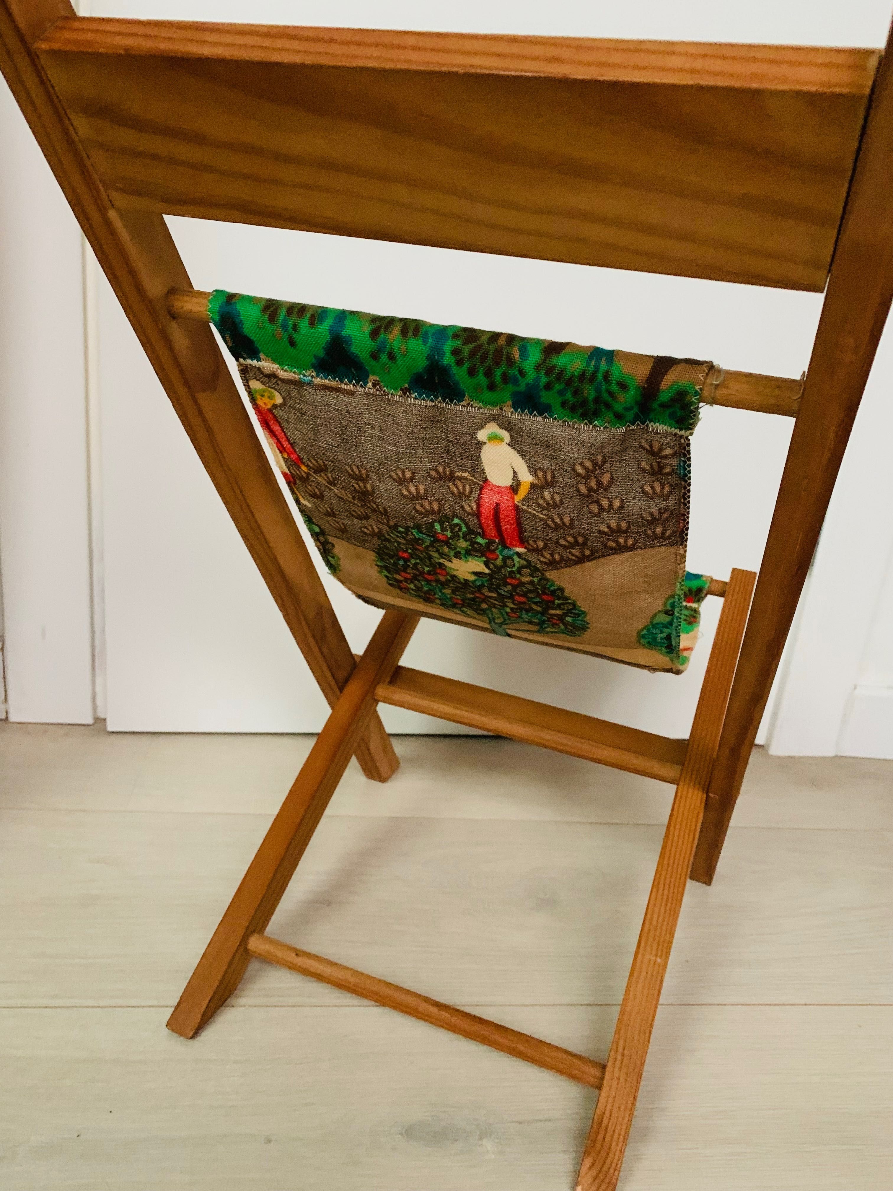 Cadeira infantil articulada artesanal madeira antiga