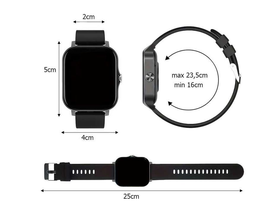 Smartwatch zegarek damski męski gumowy pasek sport rozmowy szary