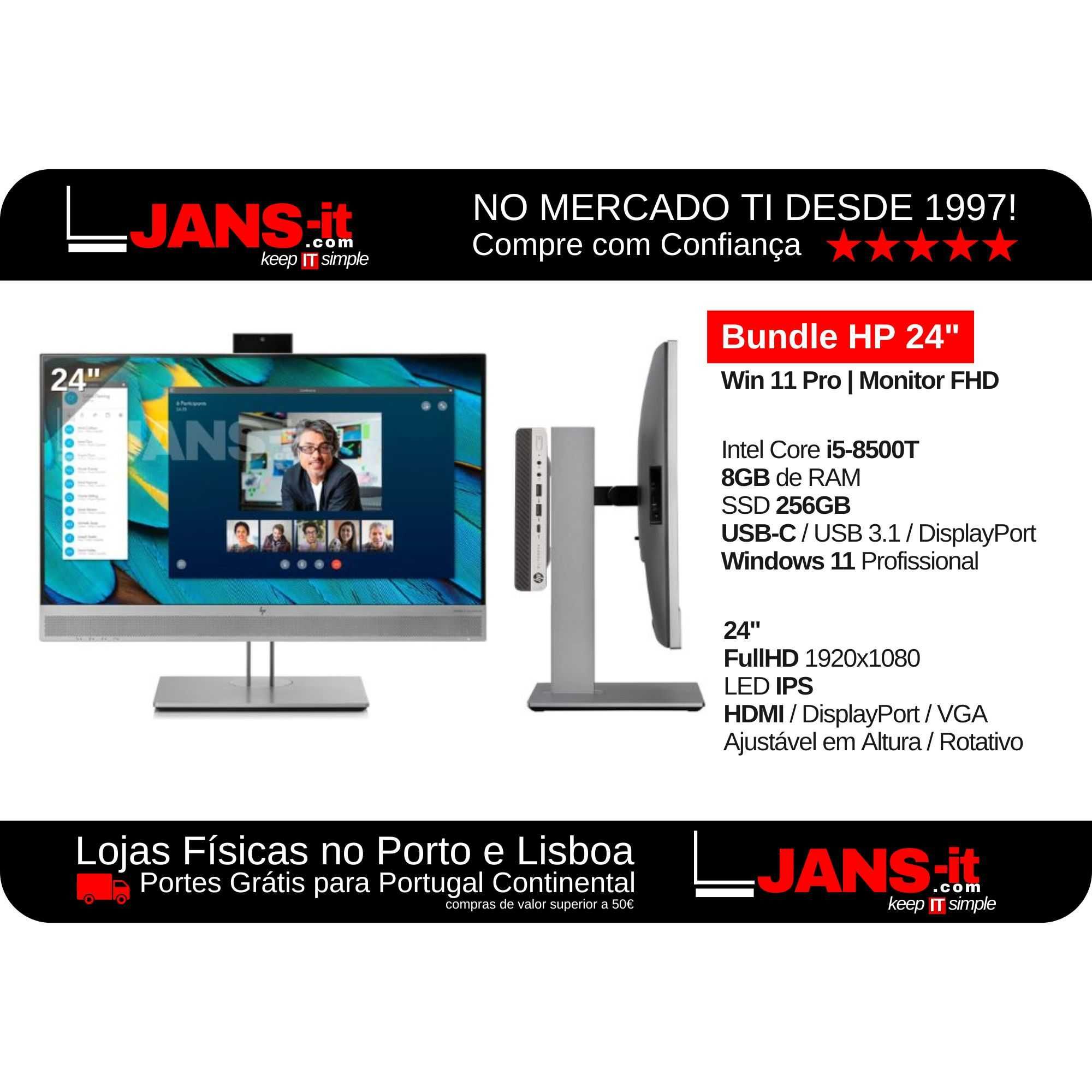 Bundle All-in-One HP 24″ | HP ProDesk 600 G4 mini | HP E243m FullHD