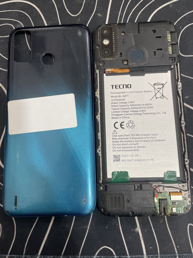 Запчастини Tecno Spark 6 Go батарея нижня плата камера відбиток