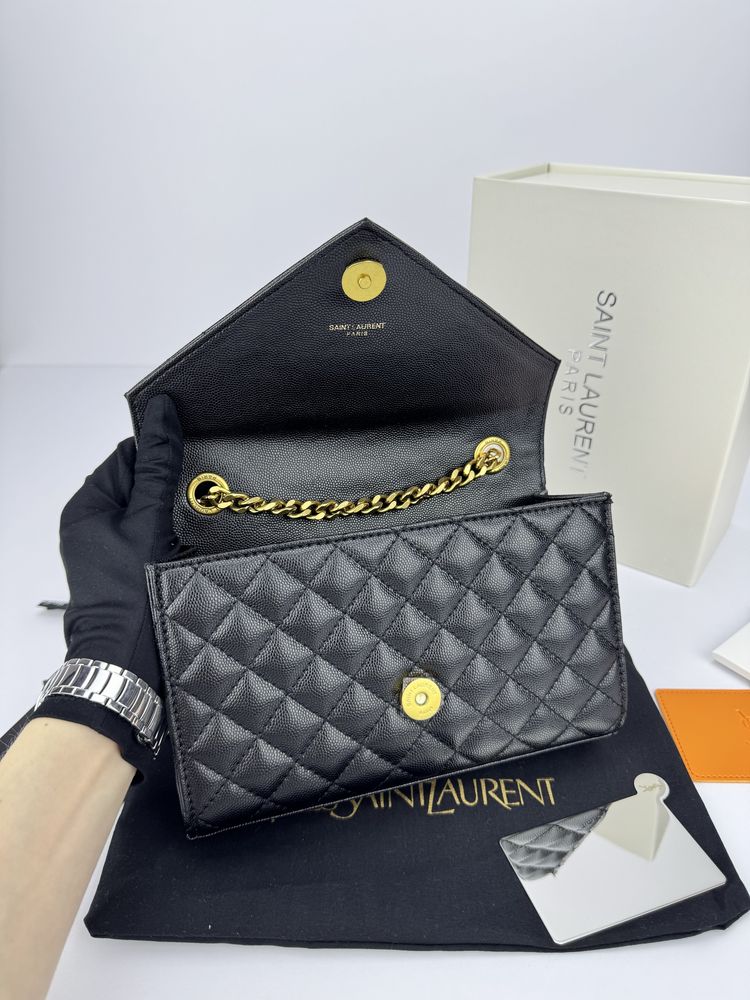 Сумка YSL Yves Saint Laurent Envelope шкіра | біла та чорна