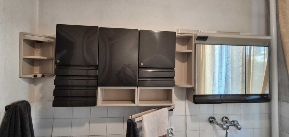 Zestaw mebli łazienkowych PRL, modułowy ABS, lata 80/90 vintage retro
