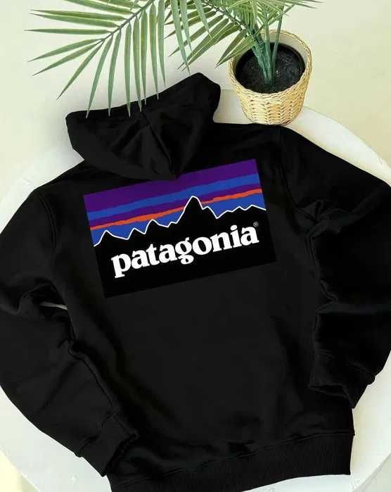 Биг Лого Принт • Patagonia Худи Черное • Everest • Патагония Кофта