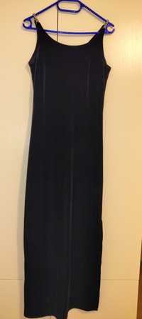 Sukienka wieczorowa Sylwester czarna długa welurowa  z rozcięciem 36