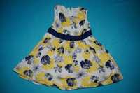 Sukienka rozkloszowana w kwiaty elegancka żółta niebieska Minoti 92