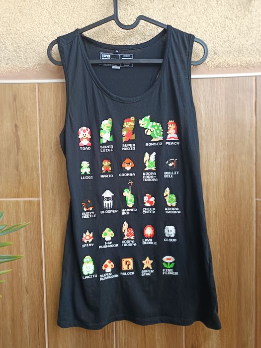 Tank Top Super Mario Bros 8 Bit Pixel Icons Bioworld size M Vintage Re