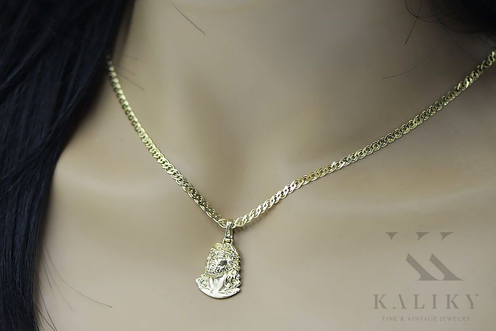 Złota zawieszka Jezus z łańcuszkiem 14k 585 pj004y15&cc081y55 Katowice