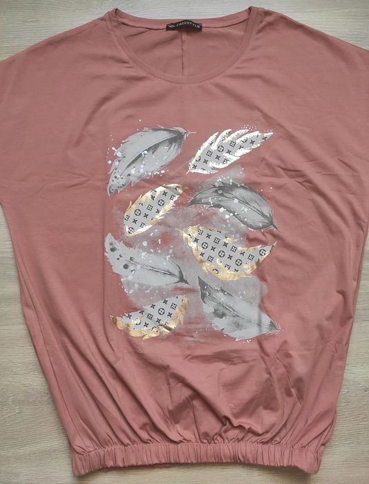 Nowa bluzka tunika z piórami Freestyle rękaw 3/4