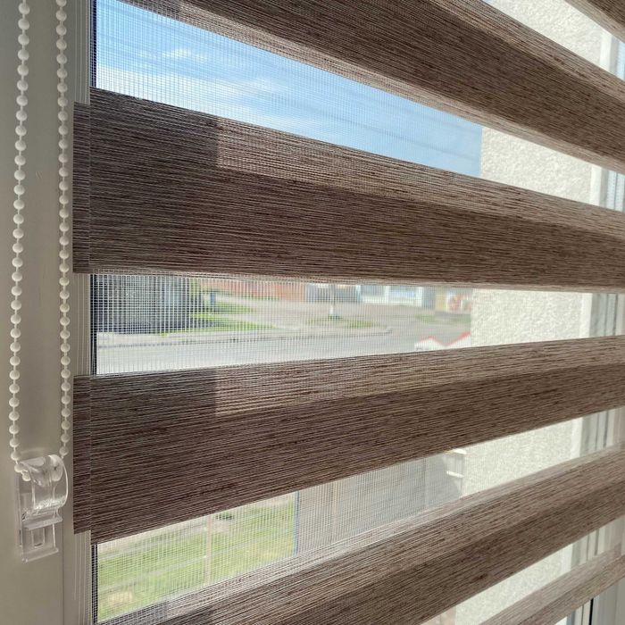 Ролети День-Ніч із реальною знижкою 15% Льон коричневий