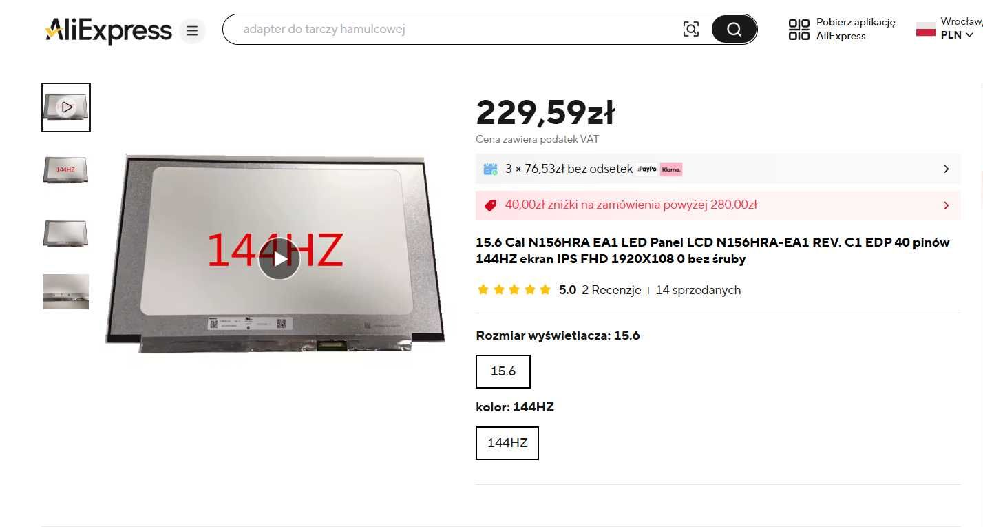 Ekran do laptopa Asus Tuf F15, N156HRA EA1 Rec.C1