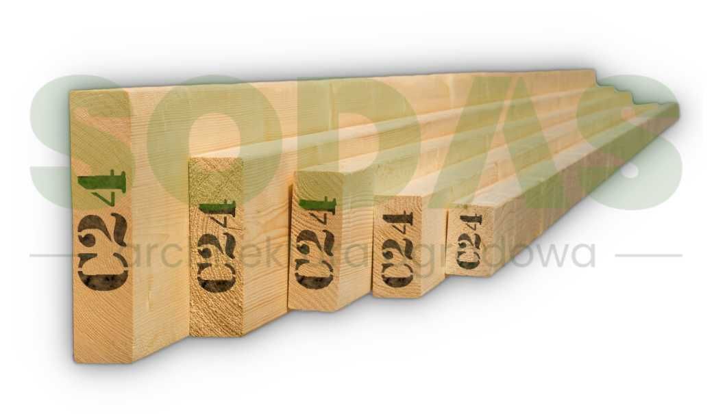 Drewno C24 drewno konstrukcyjne świerk, kantówki, legary, krokwie