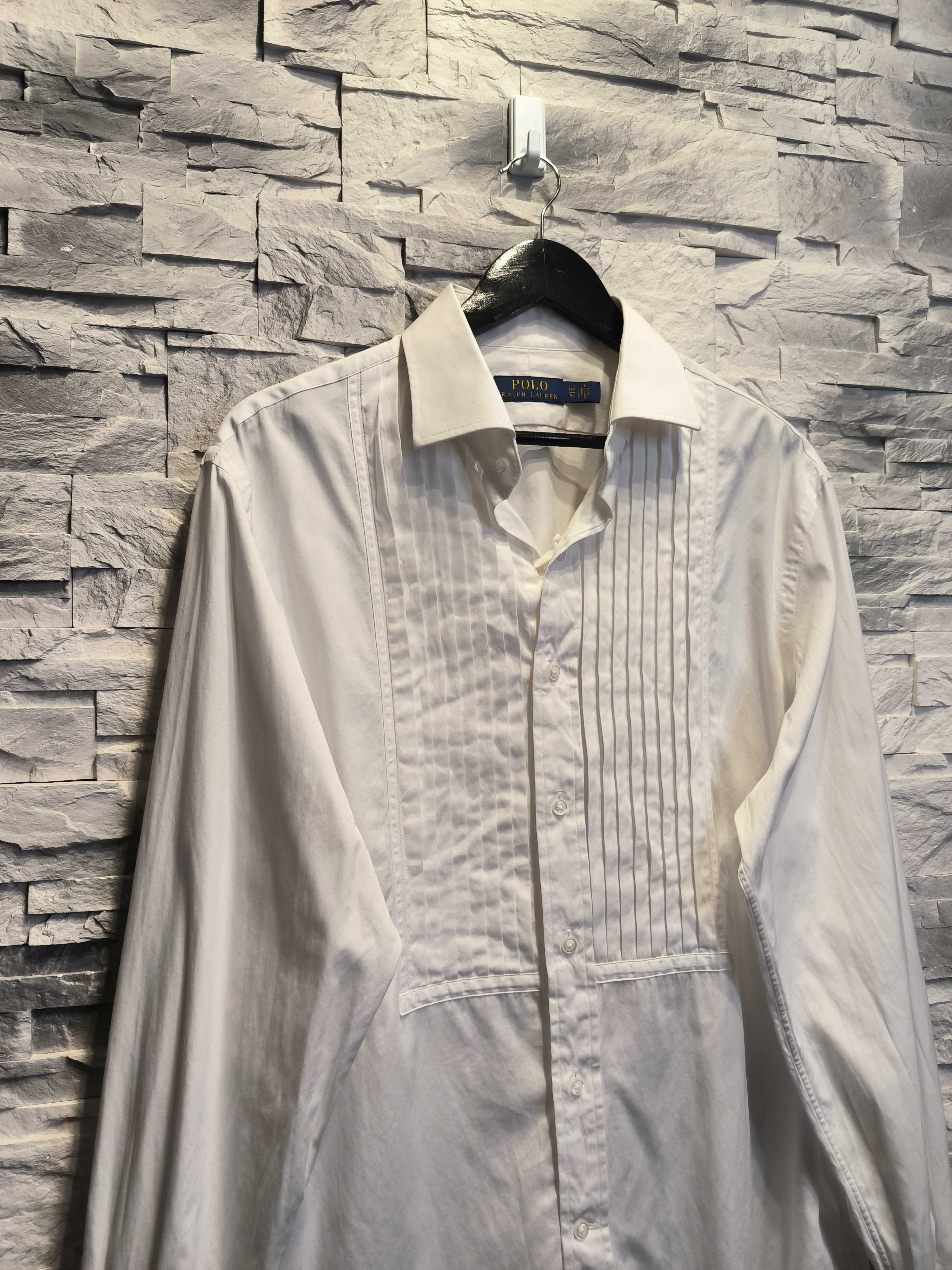 Koszula Biała Ralph Lauren Elegancka Spinki Długi Rękaw