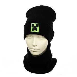 Дитячий осінньо-зимній комплект шапка та баф майнкрафт, роблокс