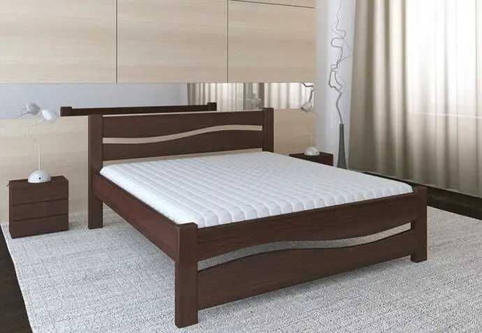 Кровать. Ліжко двоспальне з дерева. Ліжко дерев'яне Хвиля з Вільхи