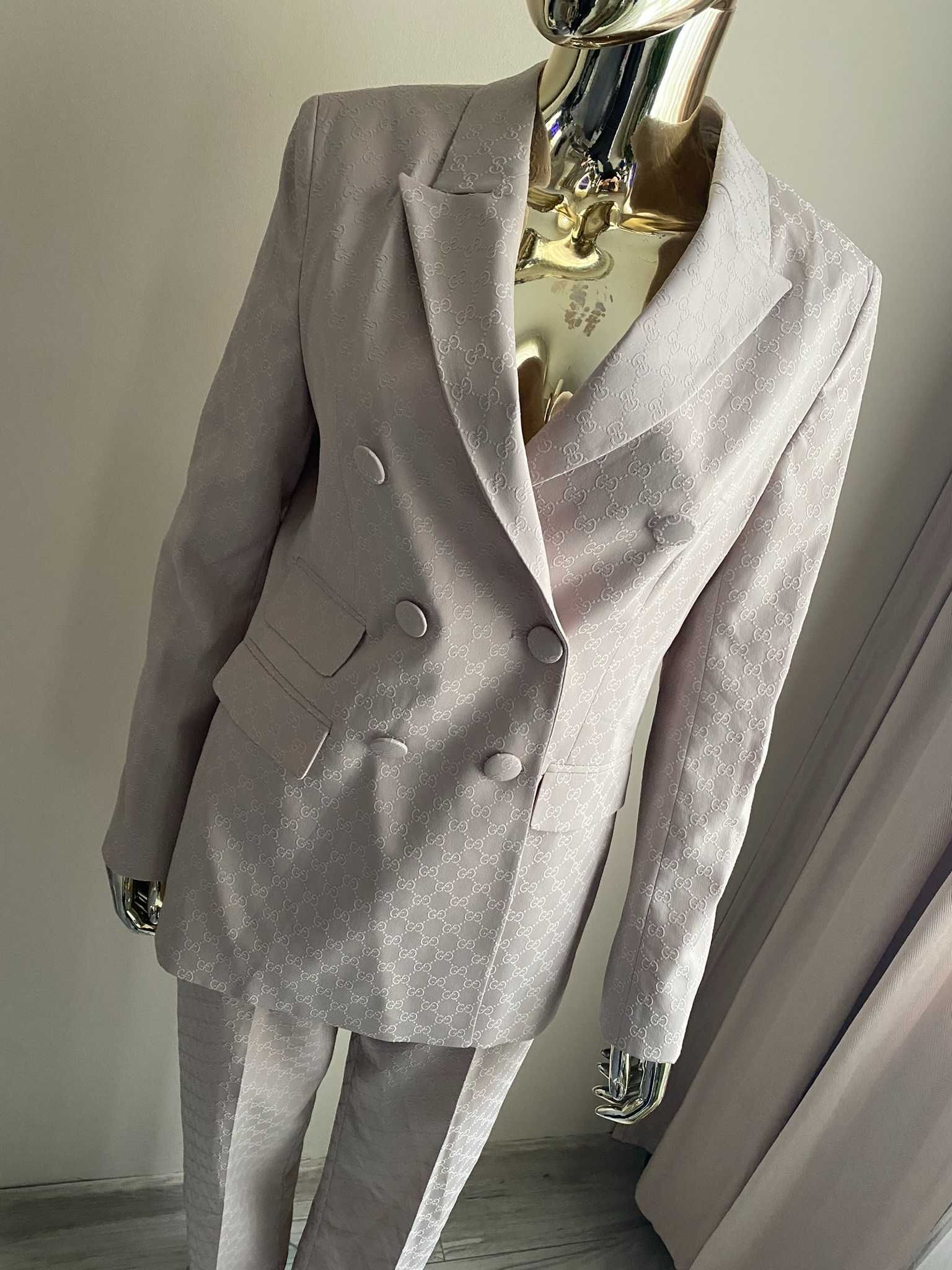 Gucci nowy garnitur marynarka Print - spodnie kant M-L