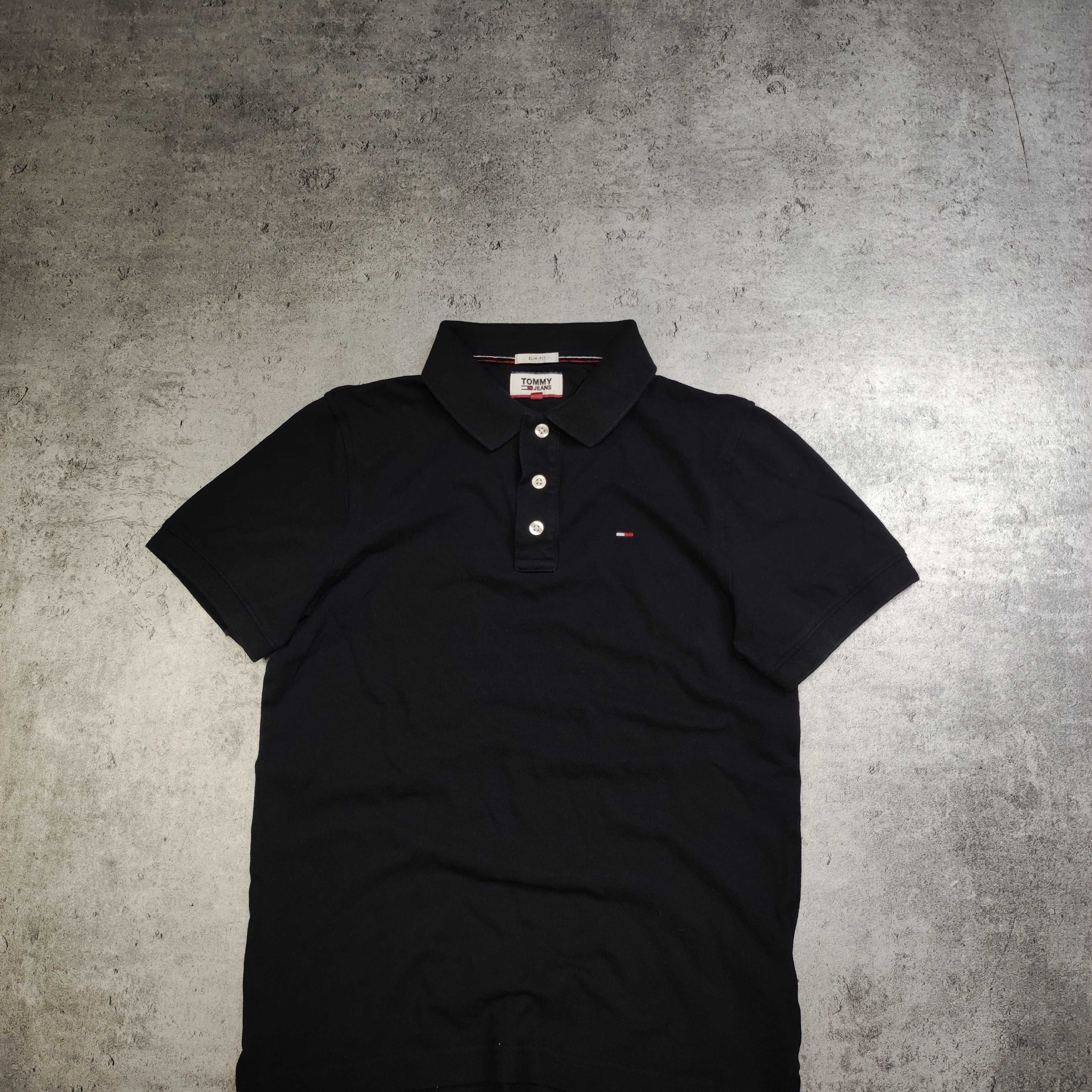 MĘSKA Koszulka Polo Elegancka Czarna Bawełna PREMIUM Tommy Hilfiger