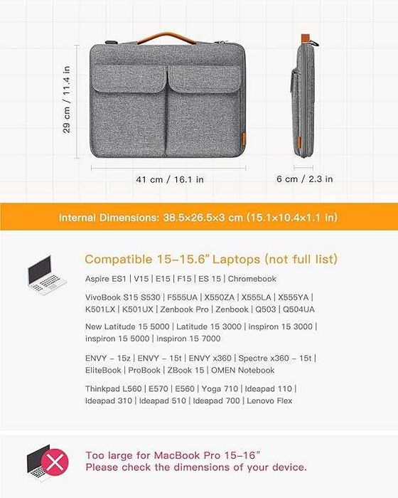 Inateck torba do laptopa 15,6'' HP Dell Macbook MSI ACER Asus pasek