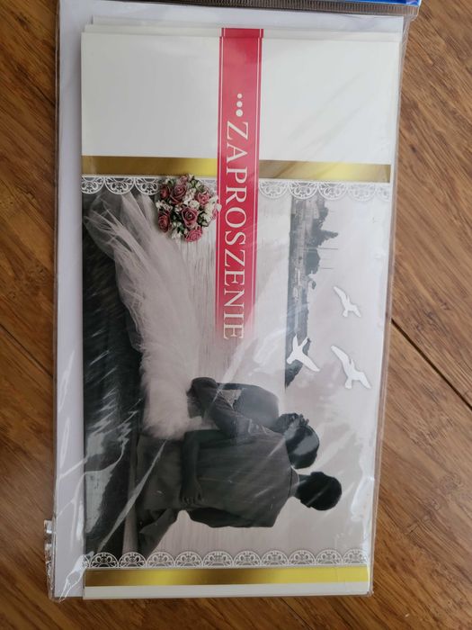 Zaproszenia na slub + koperty, 20szt