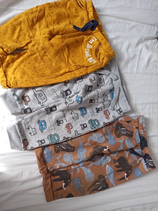 Zestaw spodnie 80 dla chłopca 3 pary bawełna ciepłe