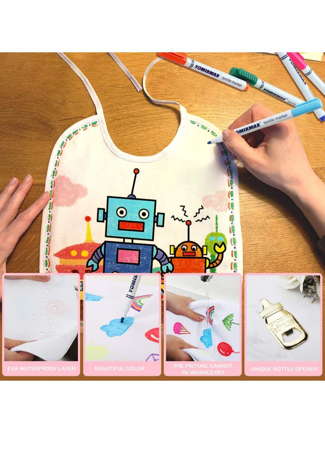 Śliniaki do rysowania 12 szt. DIY BIBS Lenbest