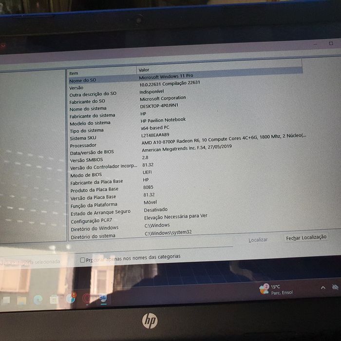 Portátil HP Azul 15"