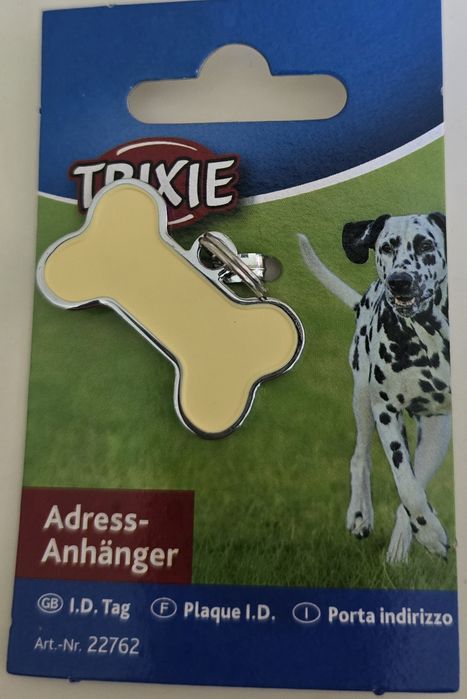 Trixie Adresówka dla psów zwierząt srebrna kostka kość