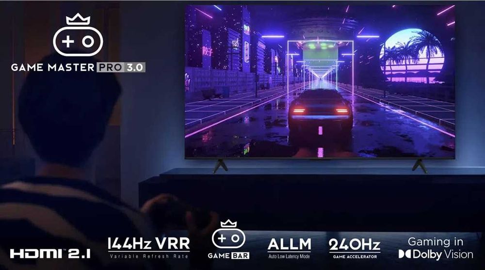 Telewizor QLED TCL 98T8B: 4K UHD 144 Hz Smart -Google TV,  ONKYO