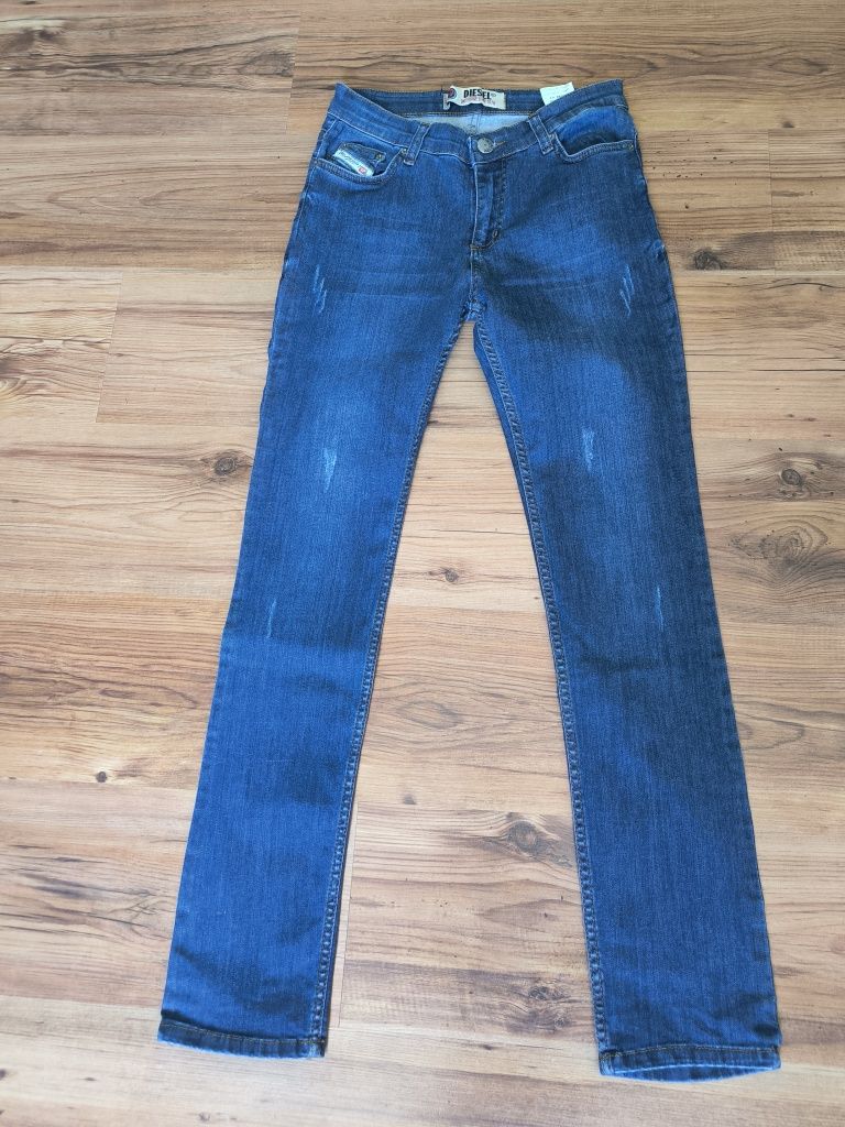 Diesel spodnie damskie niebieskie przecierane 30x34 elastyczne slim