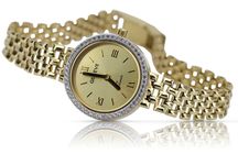 Prześliczny 14K 585 złoty damski zegarek Geneve lw101 WR