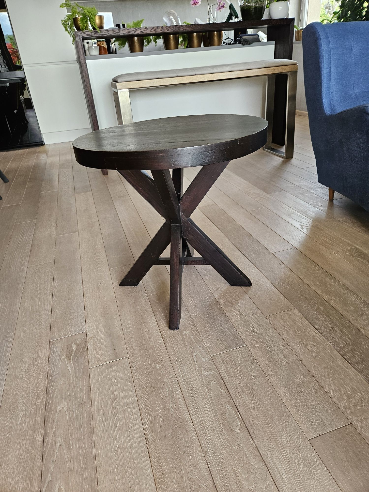 Stolik okrągły fi 65cm drewno egzotyczne